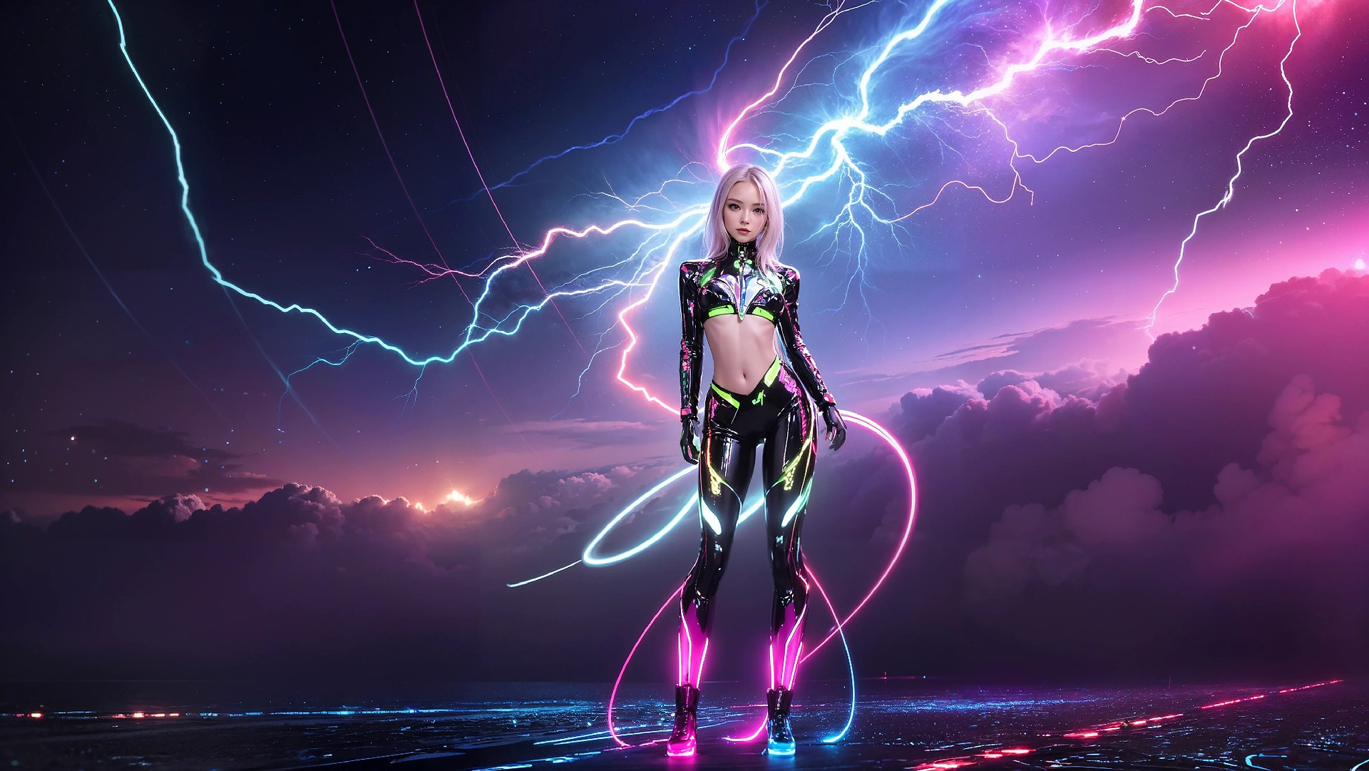 Charming Girl in an Alien Thunderstorm World
