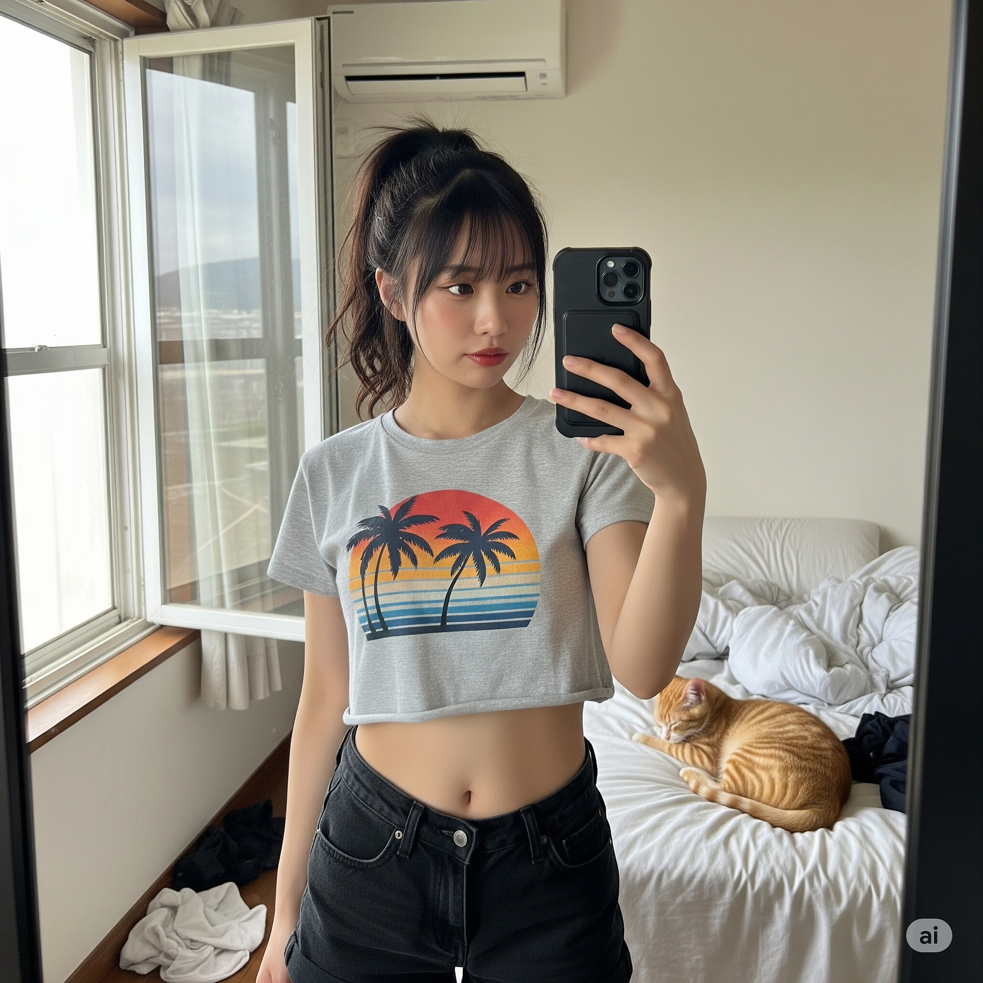 Girl takes selfie in her room