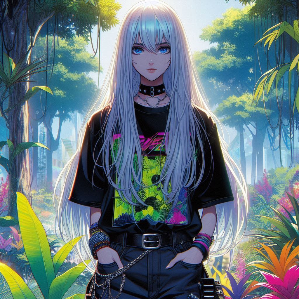 Punk Girl in the Jungle of the Future