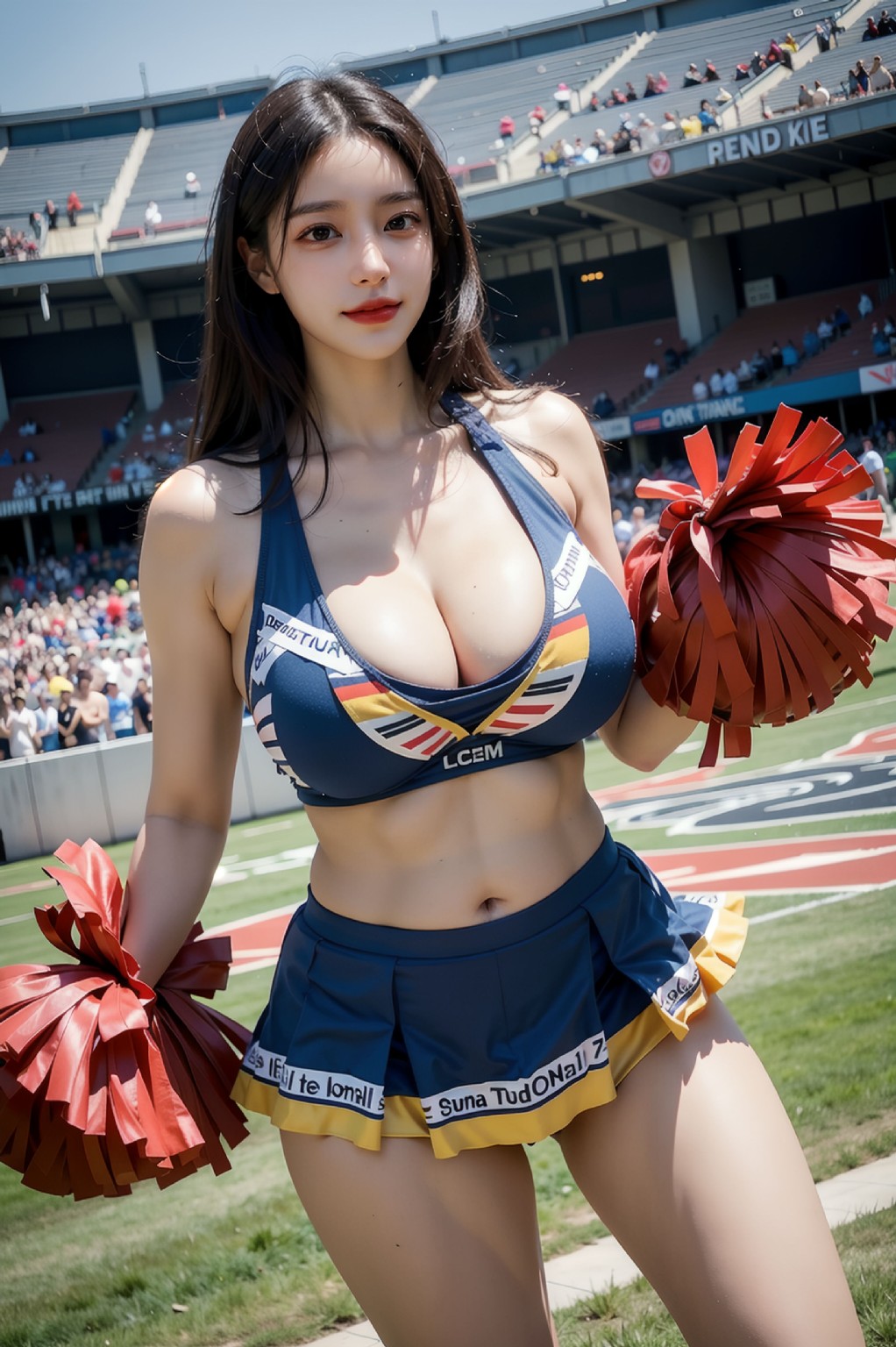 Cheerleader's cleavage