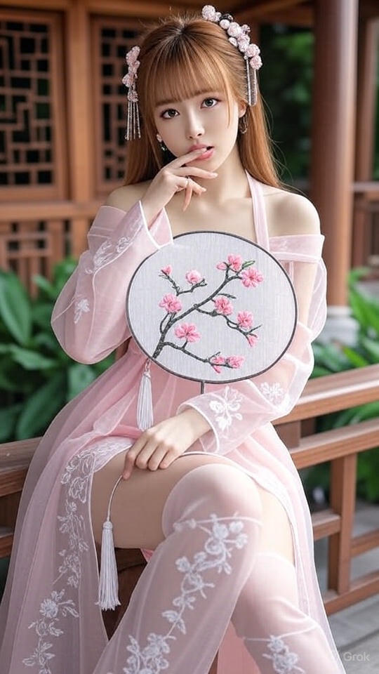 極淺粉紅色古風漢服