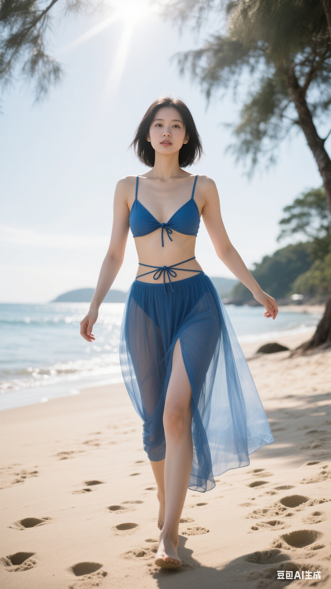 Indigo gauze dress