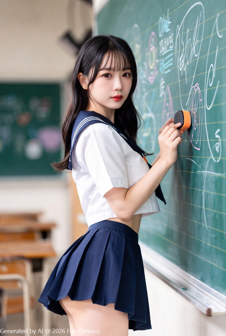 Adult High School Student # 7 Wiping a Blackboard Why Panties, Bare Farts