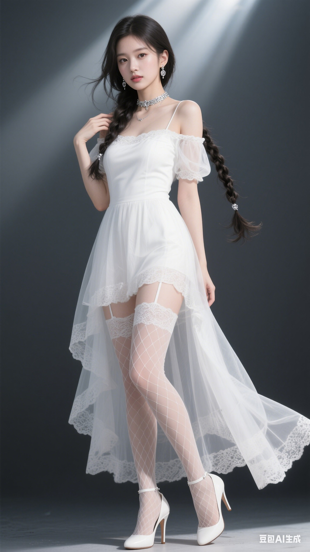 White off shoulder multilayer gauze