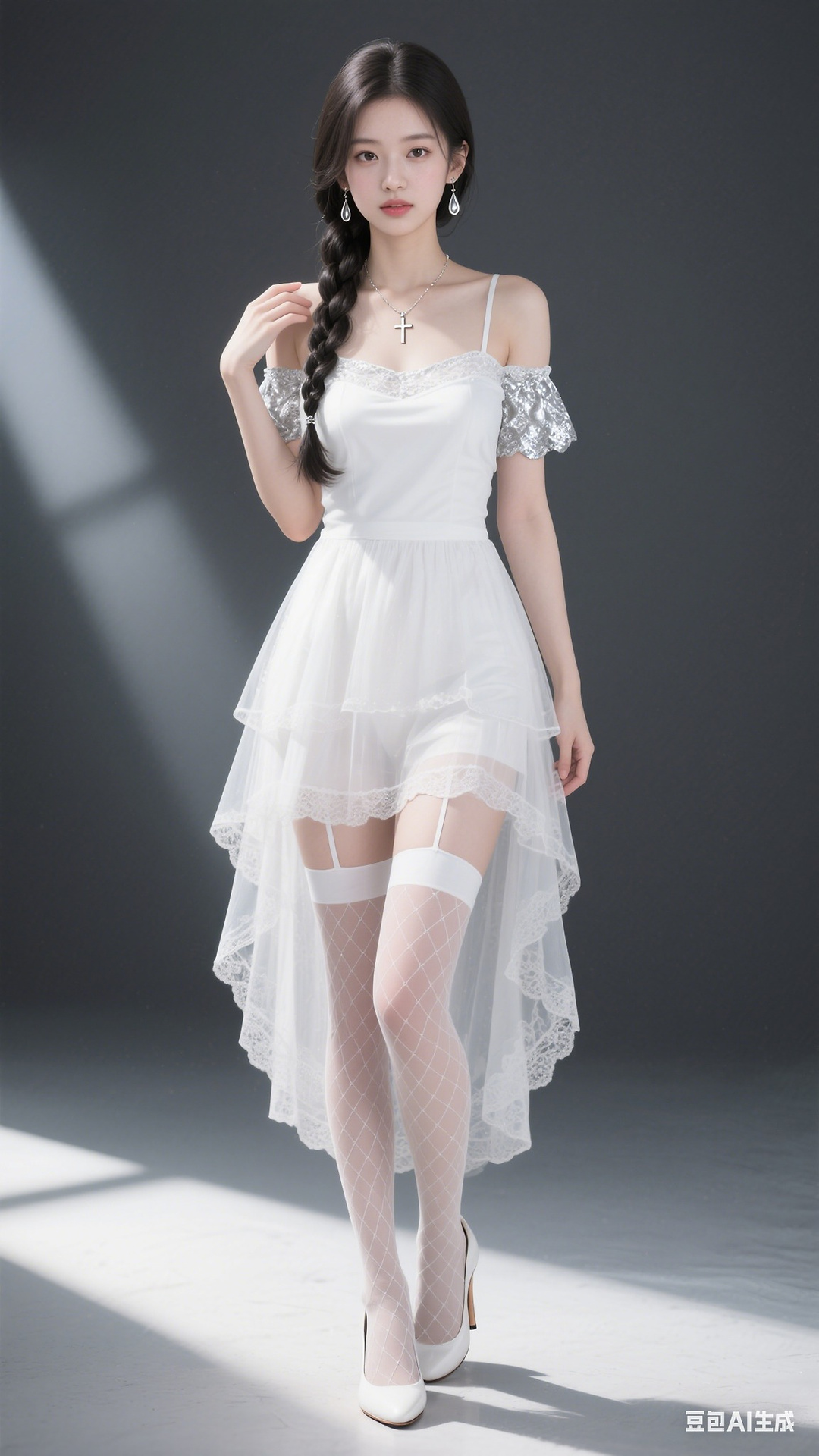 White off shoulder multilayer gauze