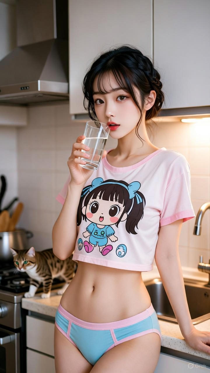 Cartoon Exposed Navel T-Shirt