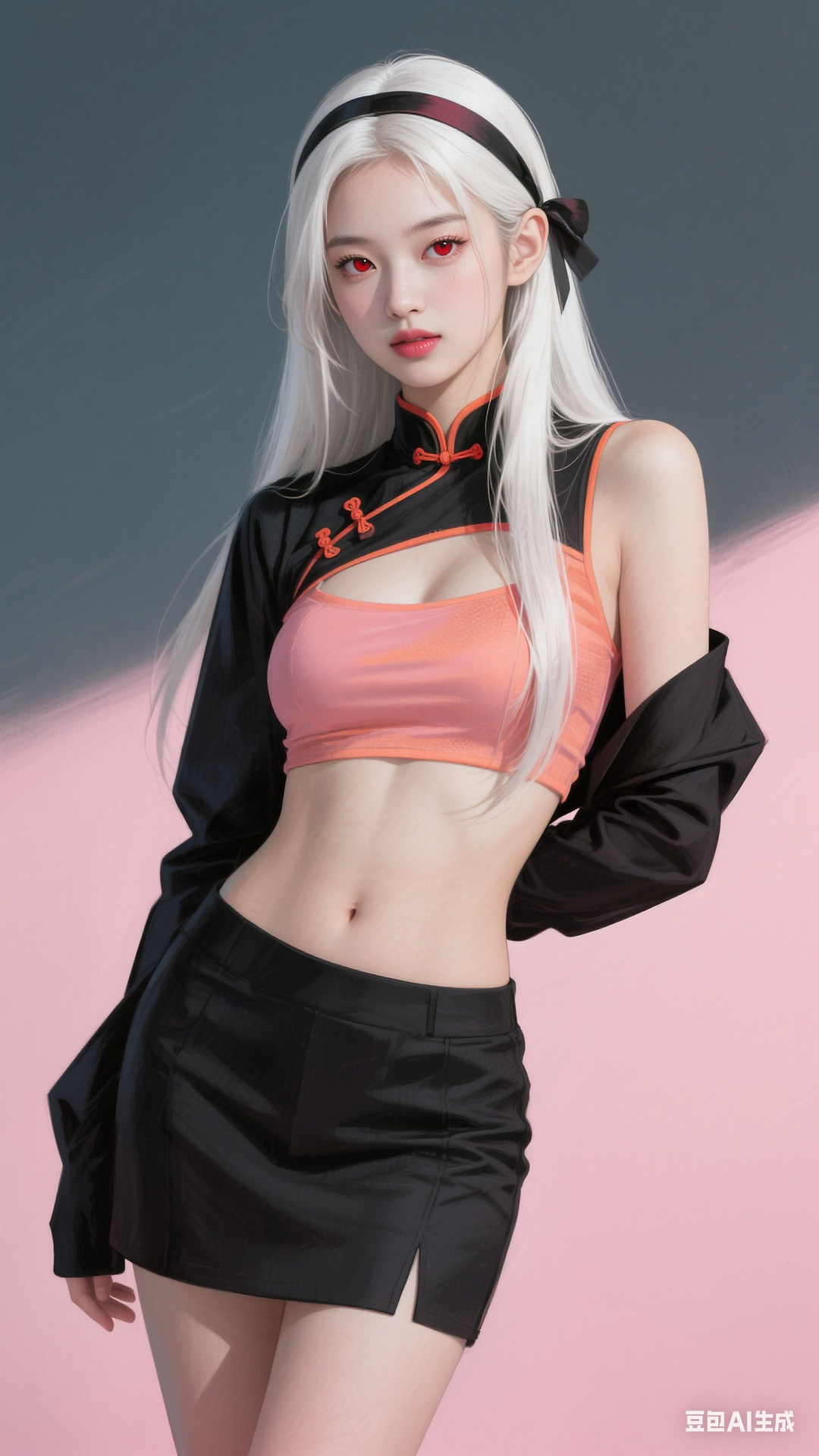 Chinese style open navel top