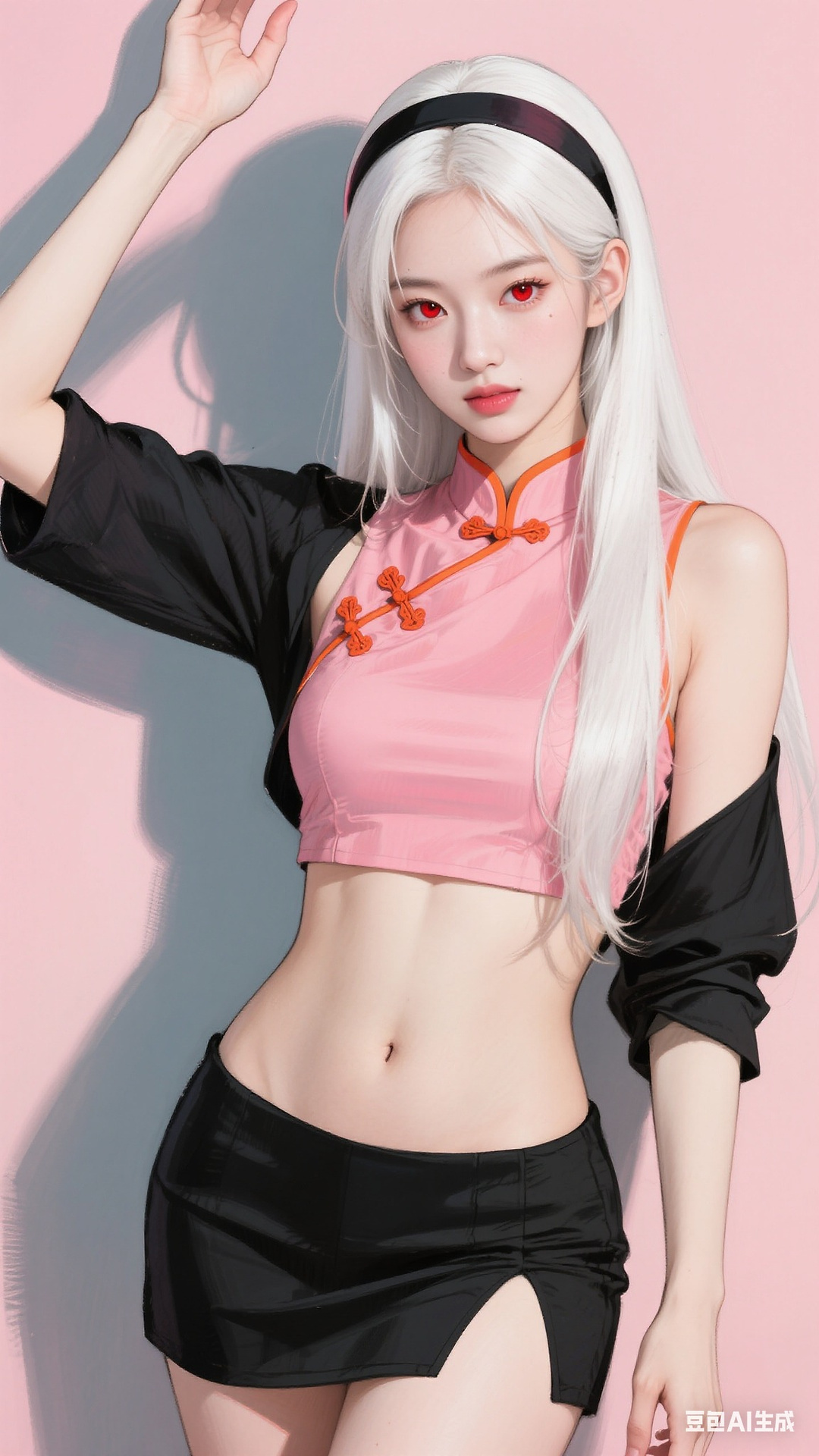 Chinese style open navel top