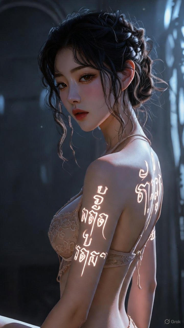 Thai Scripture Glowing Tattoo