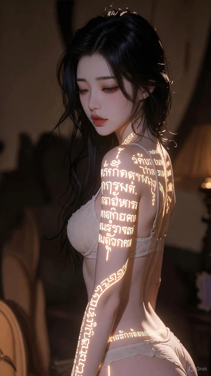 Thai Scripture Glowing Tattoo