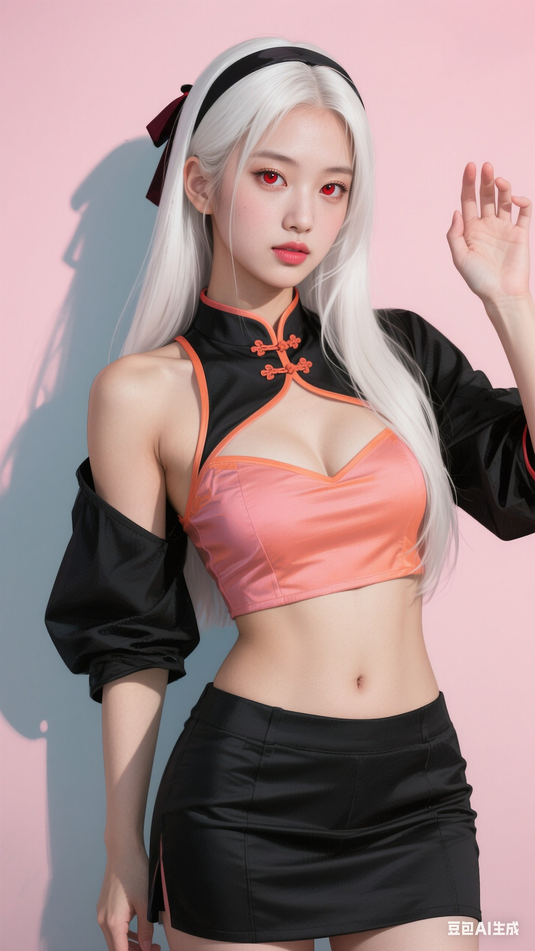 Chinese style open navel top