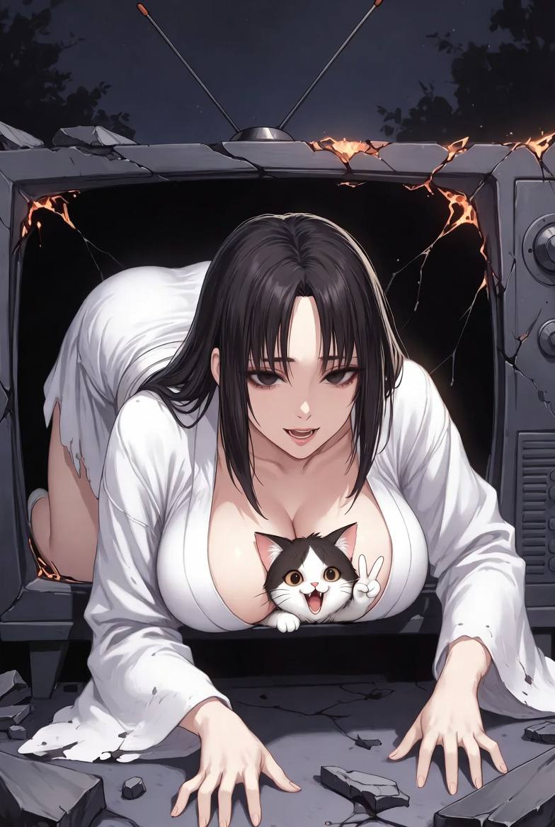 Sadako and the Cute Cat