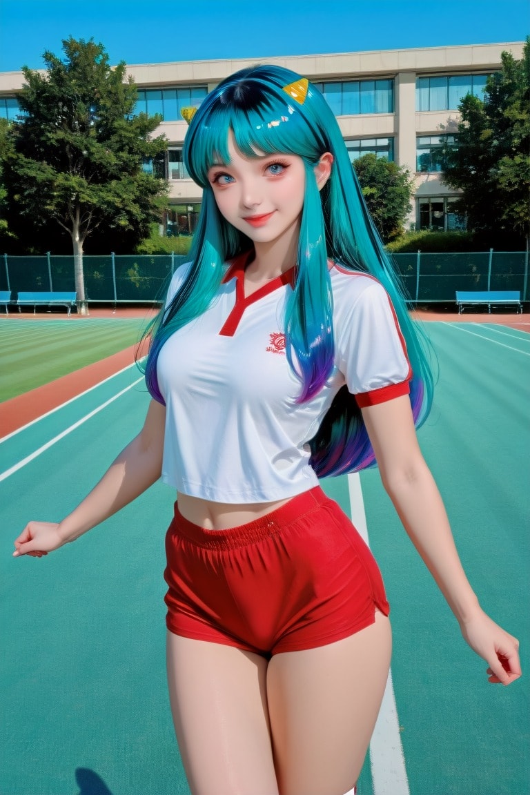 Green Hair Girl Doing Sports