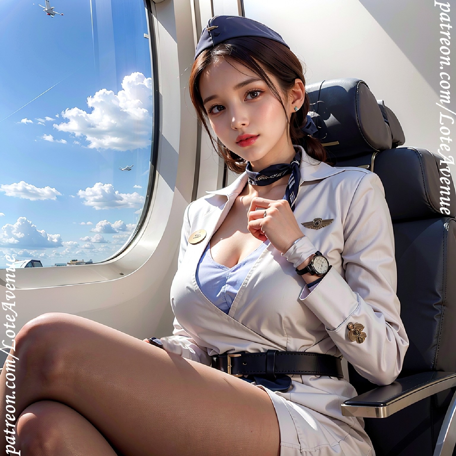 (Event) Ash. Cute and sexy little boobs stewardess