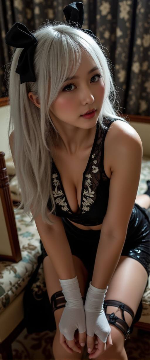Black and white cheongsam