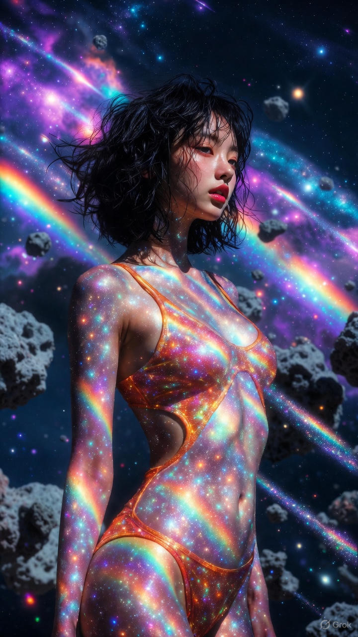 Starlight Particle Cross One-piece Swimsuit