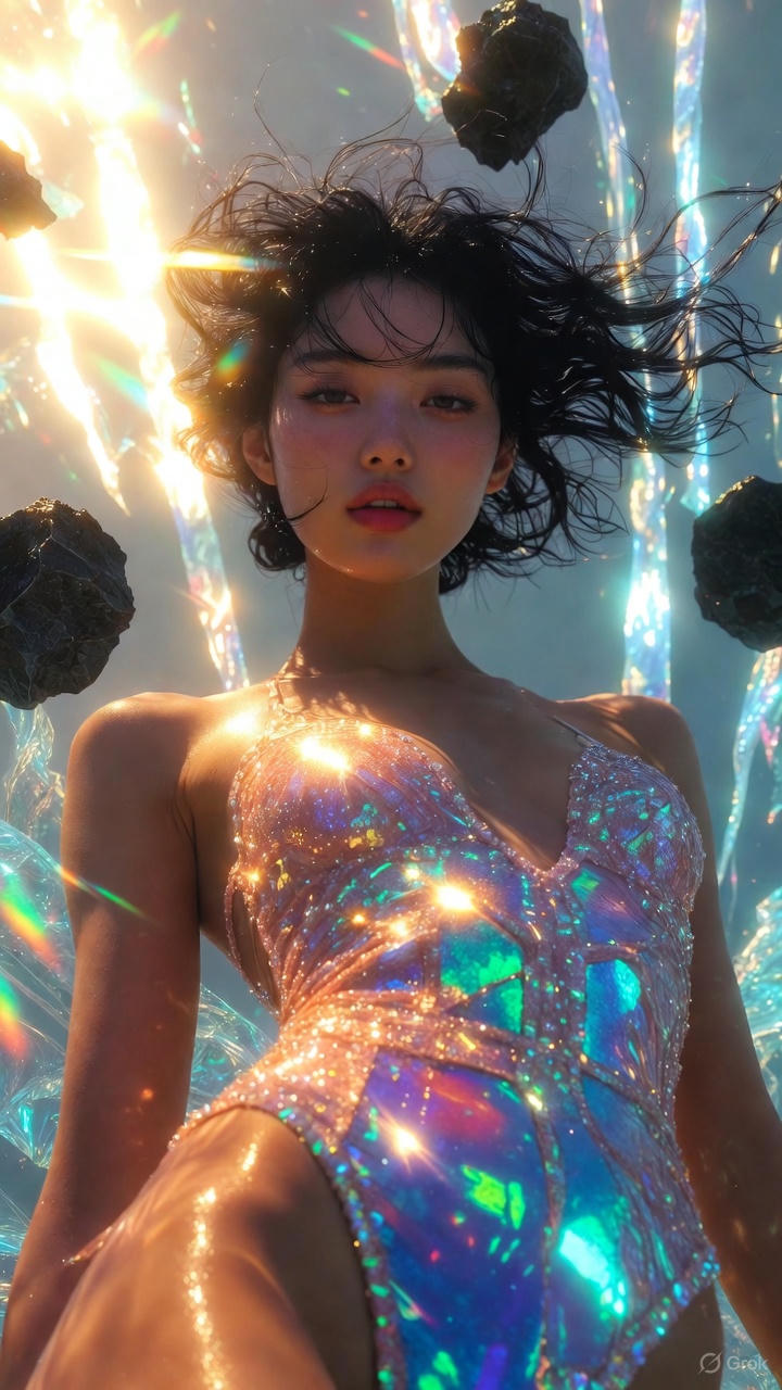 Pearl sequins one-piece swimsuit