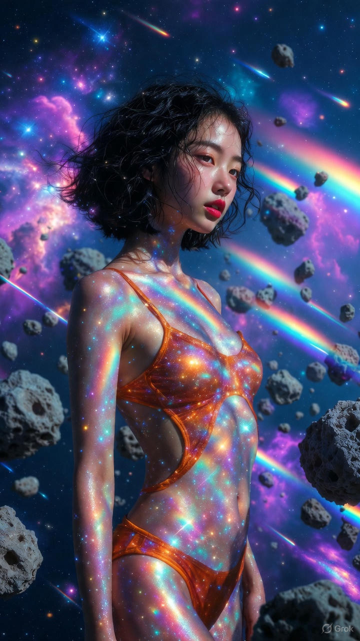 Starlight Particle Cross One-piece Swimsuit