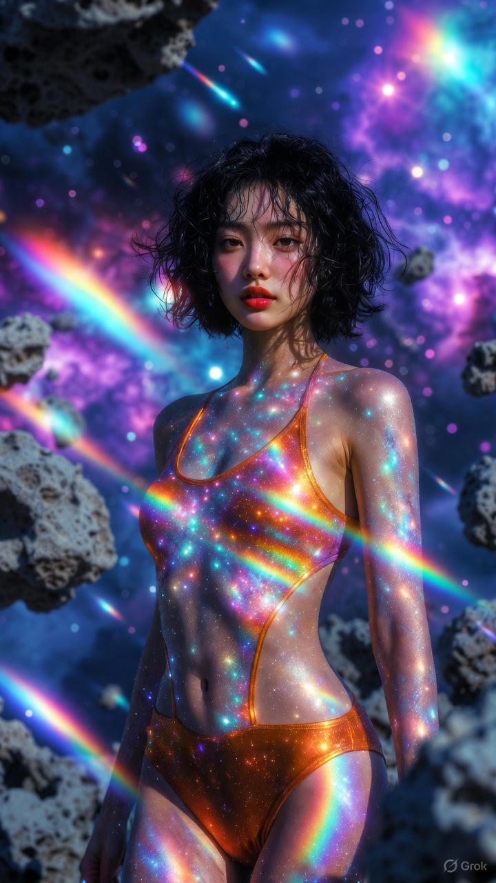 Starlight Particle Cross One-piece Swimsuit