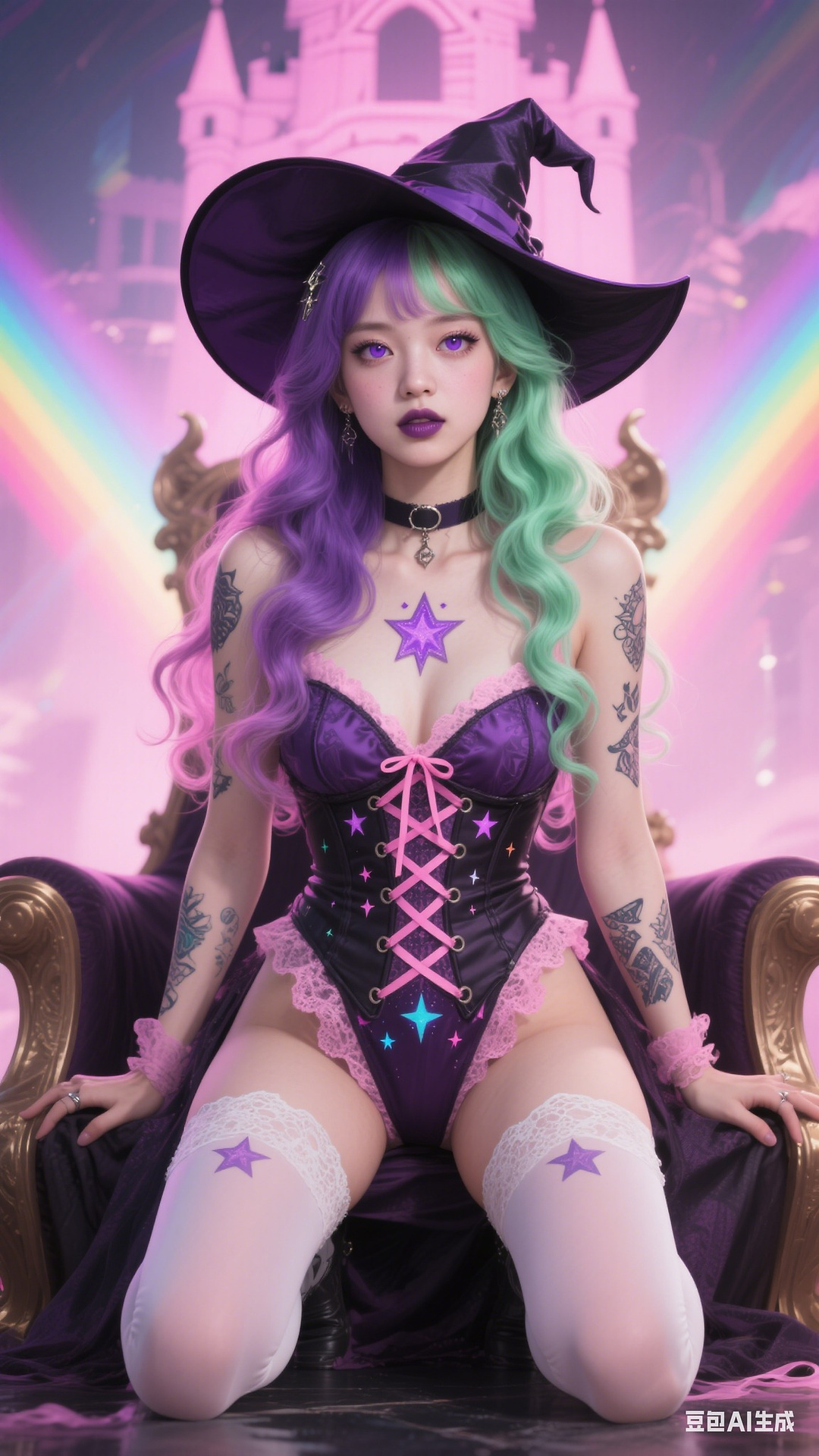 Goth Punk Rainbow Witch