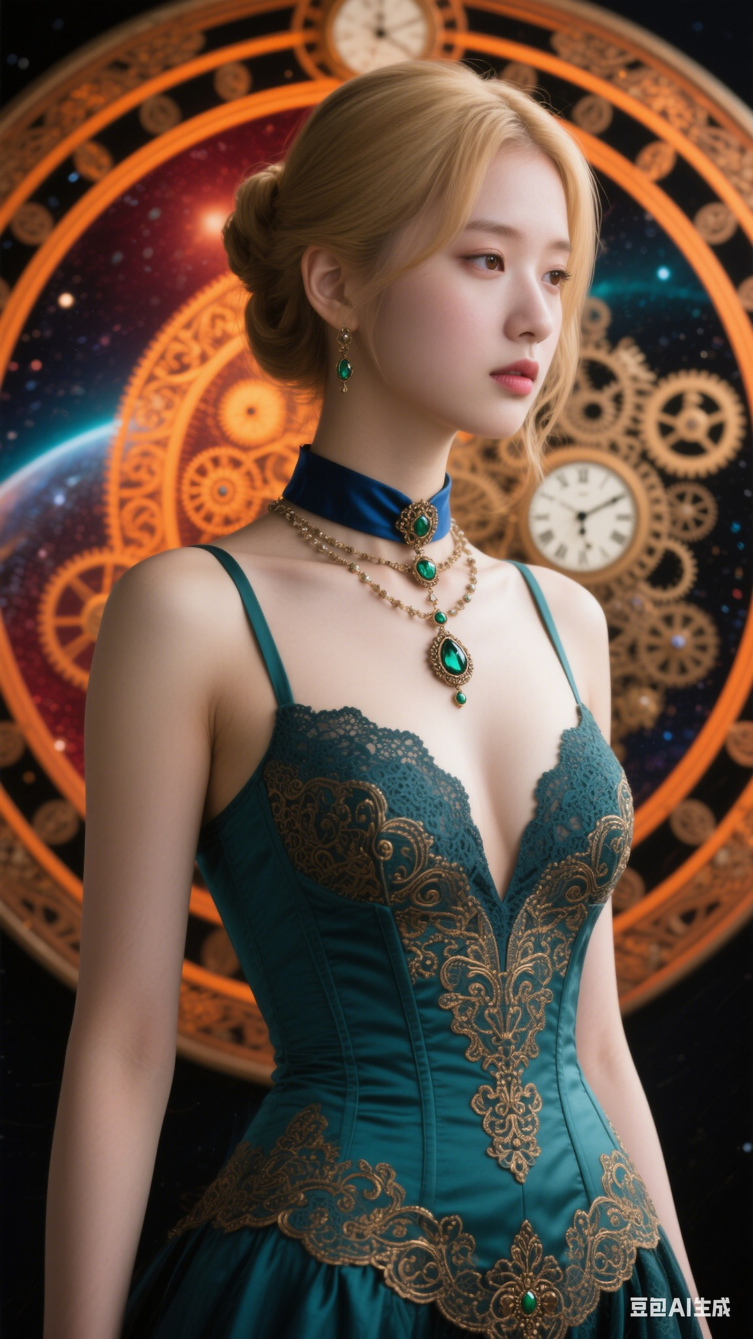 Turquoise lace corset