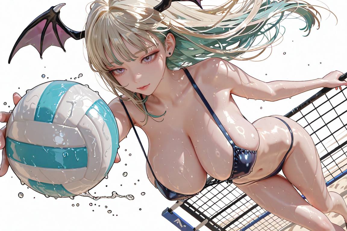Beauty playing volleyball