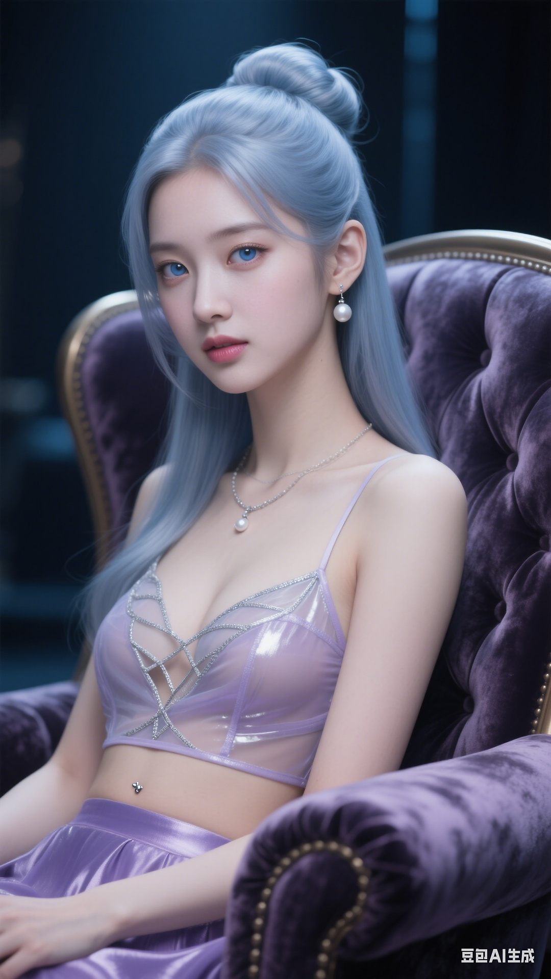 Translucent lavender backless top