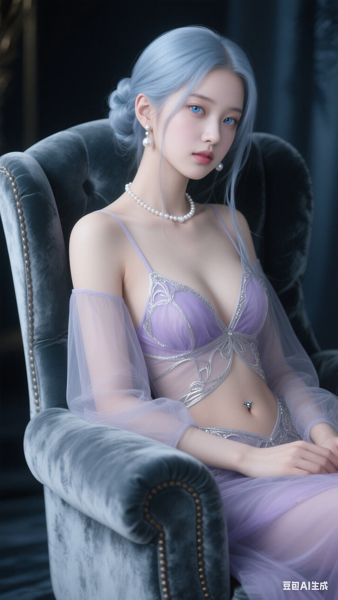 Translucent lavender backless top