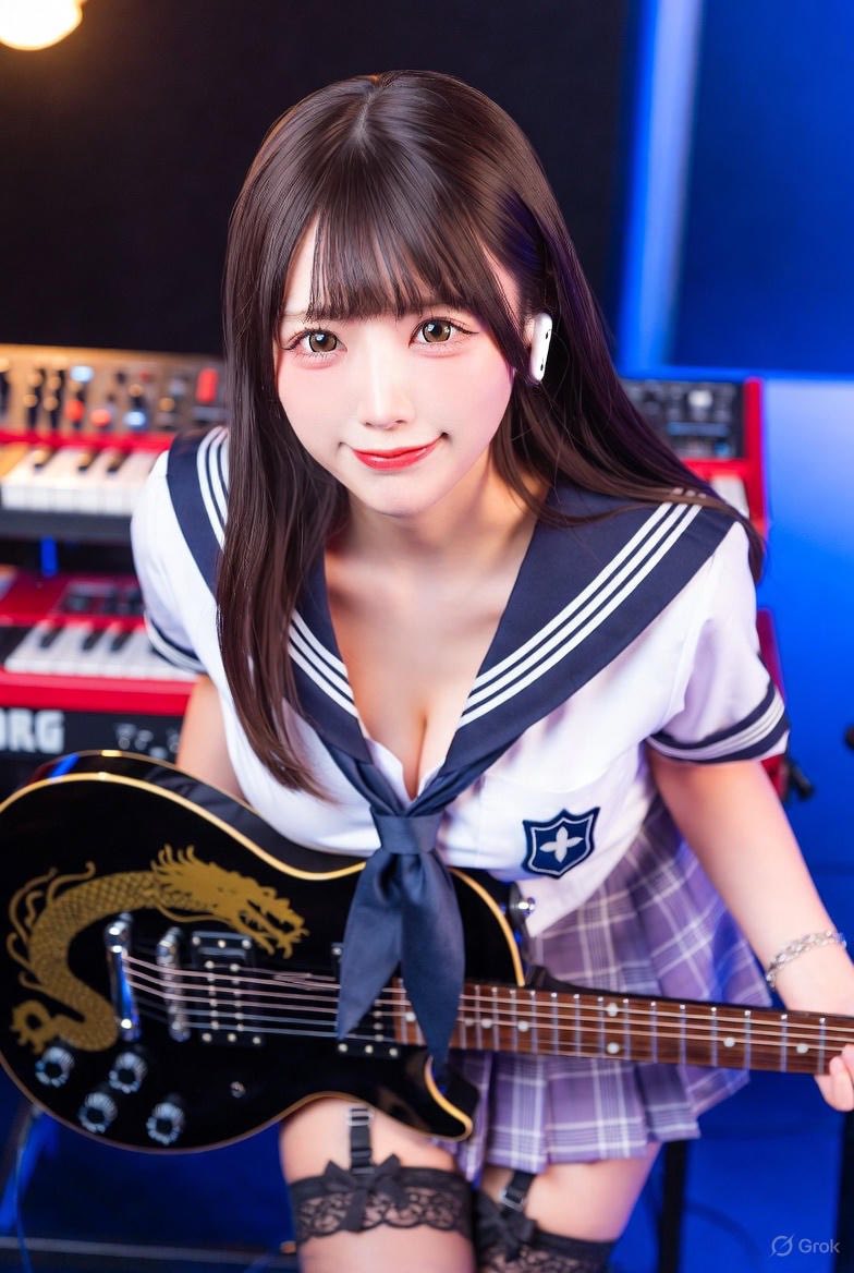 Girl playing a musical instrument