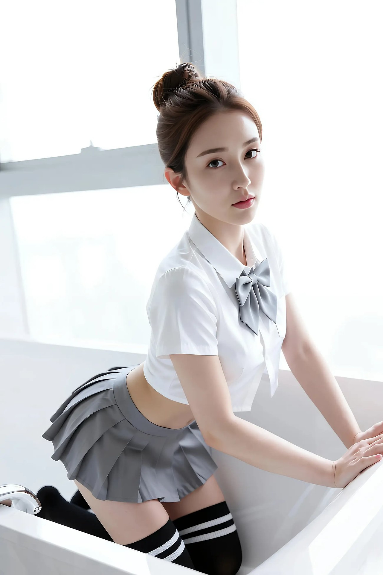 A lemon lemon - grey pleated skirt