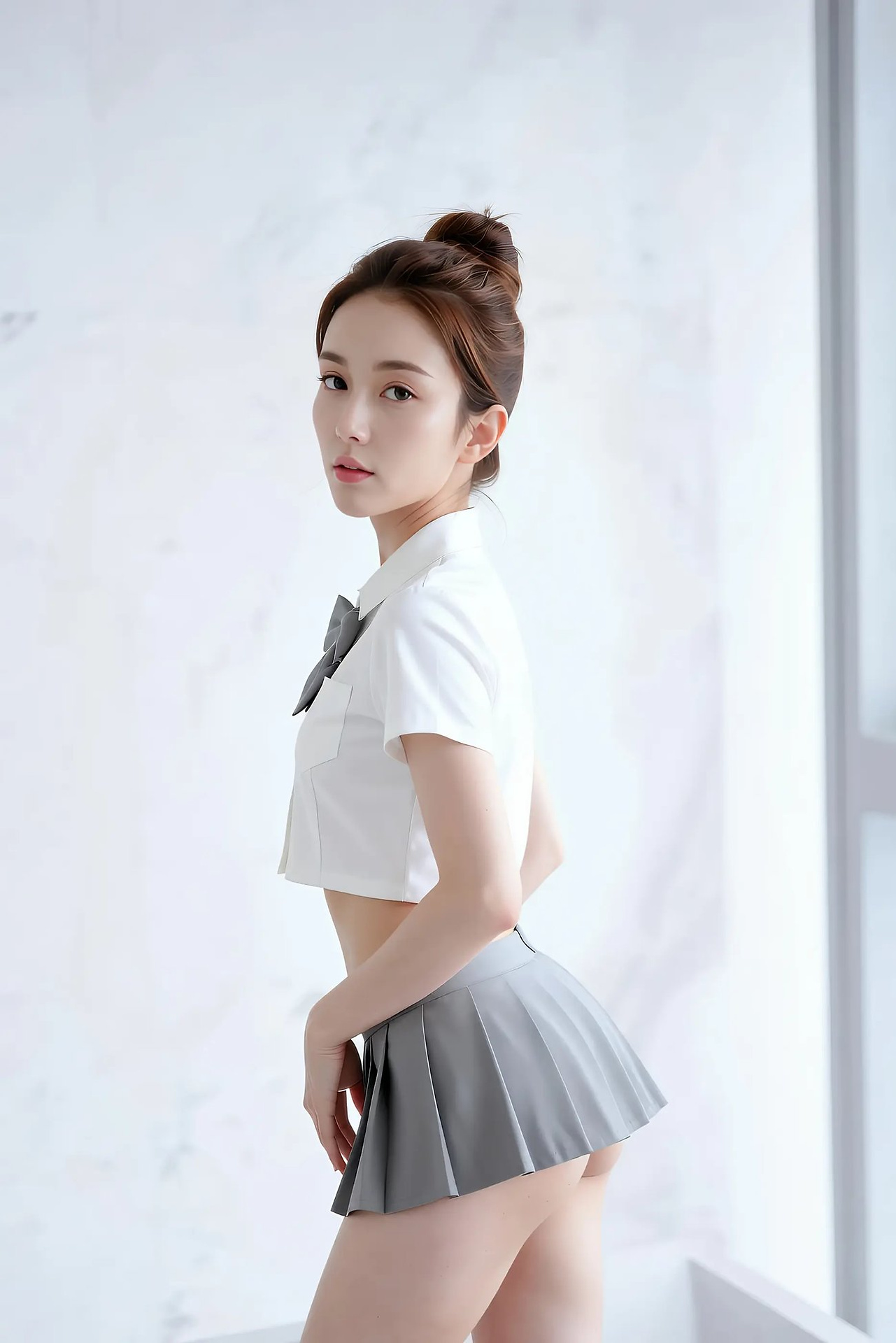 A lemon lemon - grey pleated skirt