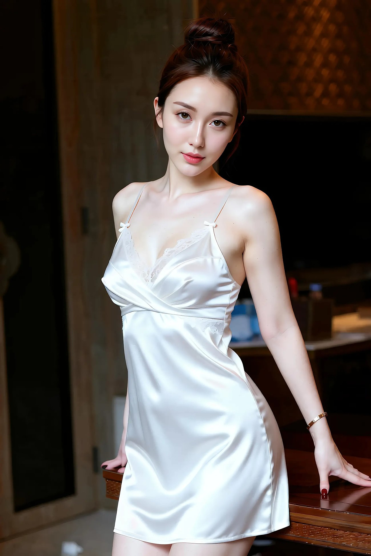 One Lemon Lemon - White Silk Lace Sling Nightdress