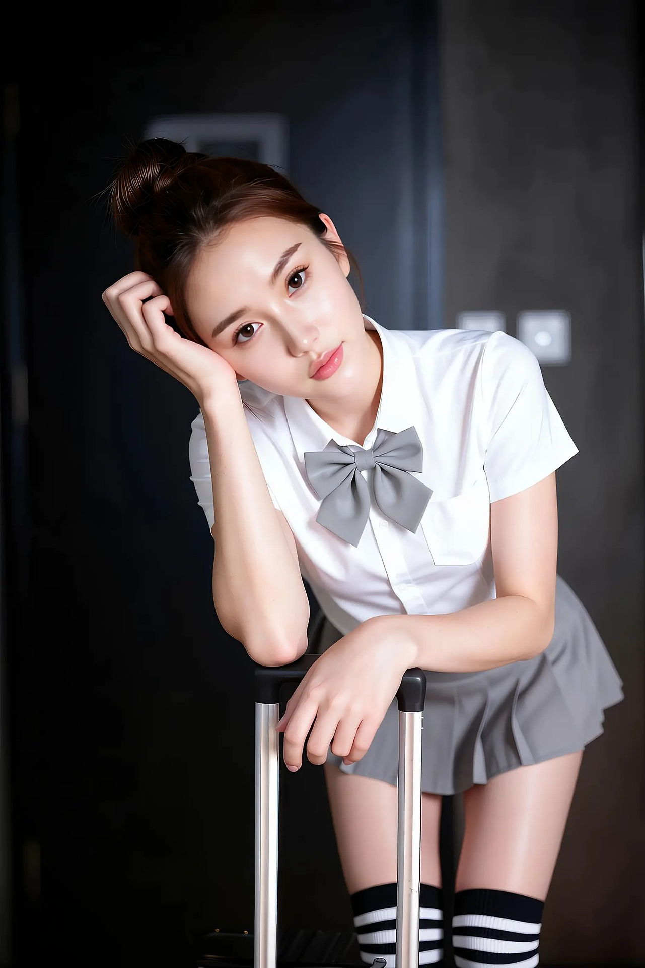 A lemon lemon - grey pleated skirt