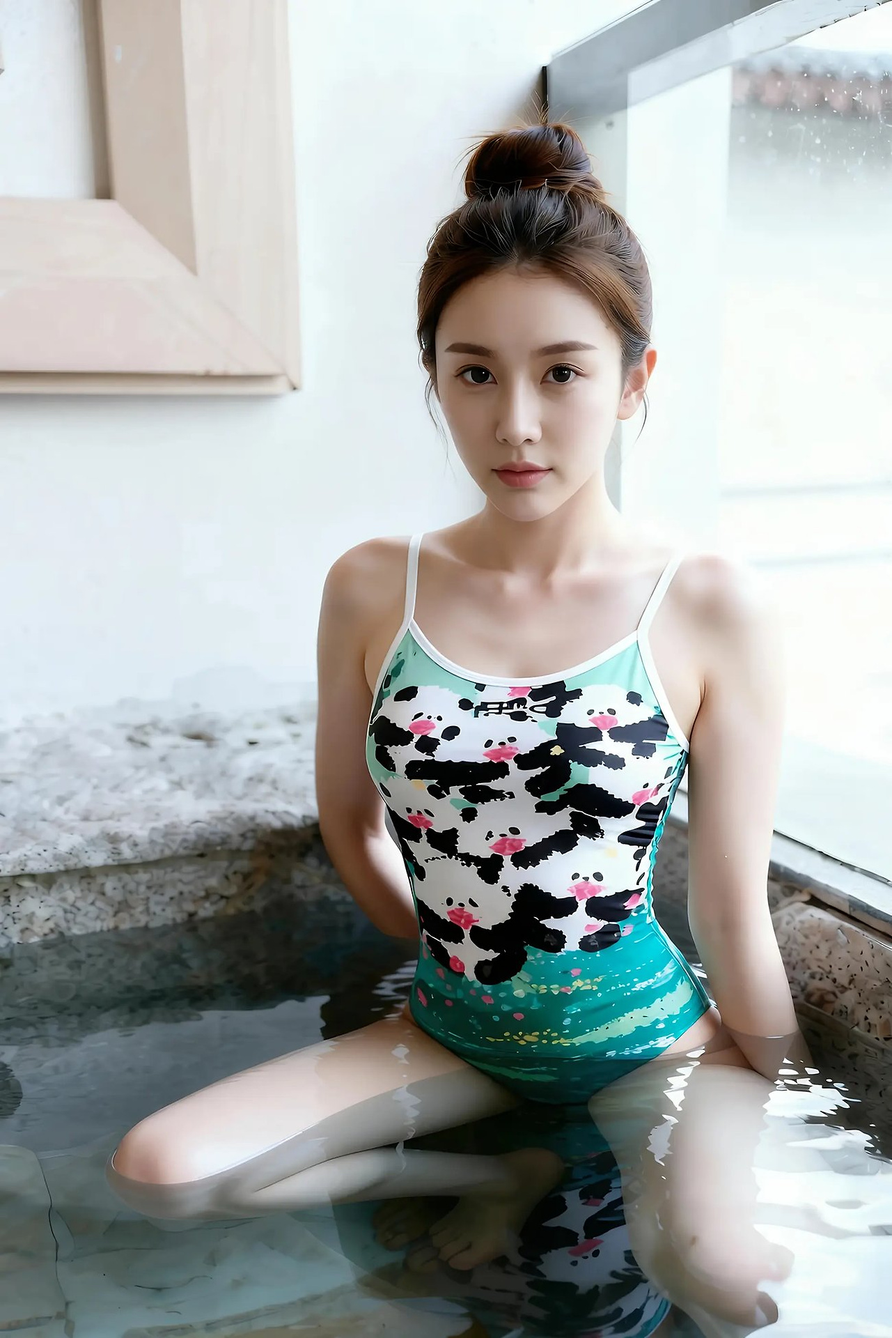 One Throw - Girl in Panda Swimsuit
